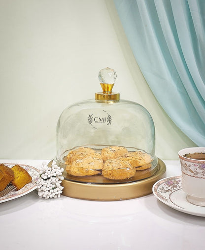 Glass Cake Dome With Glass Base & Daimond Knob
