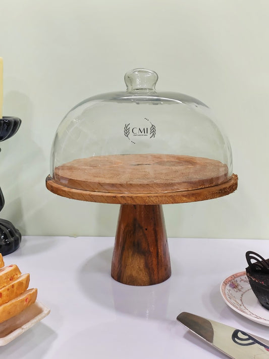 Glass Dome With Wooden Base 10x11"