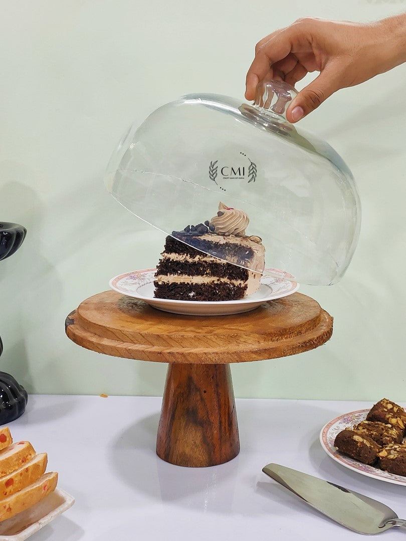 Glass Dome With Wooden Base 10x11"