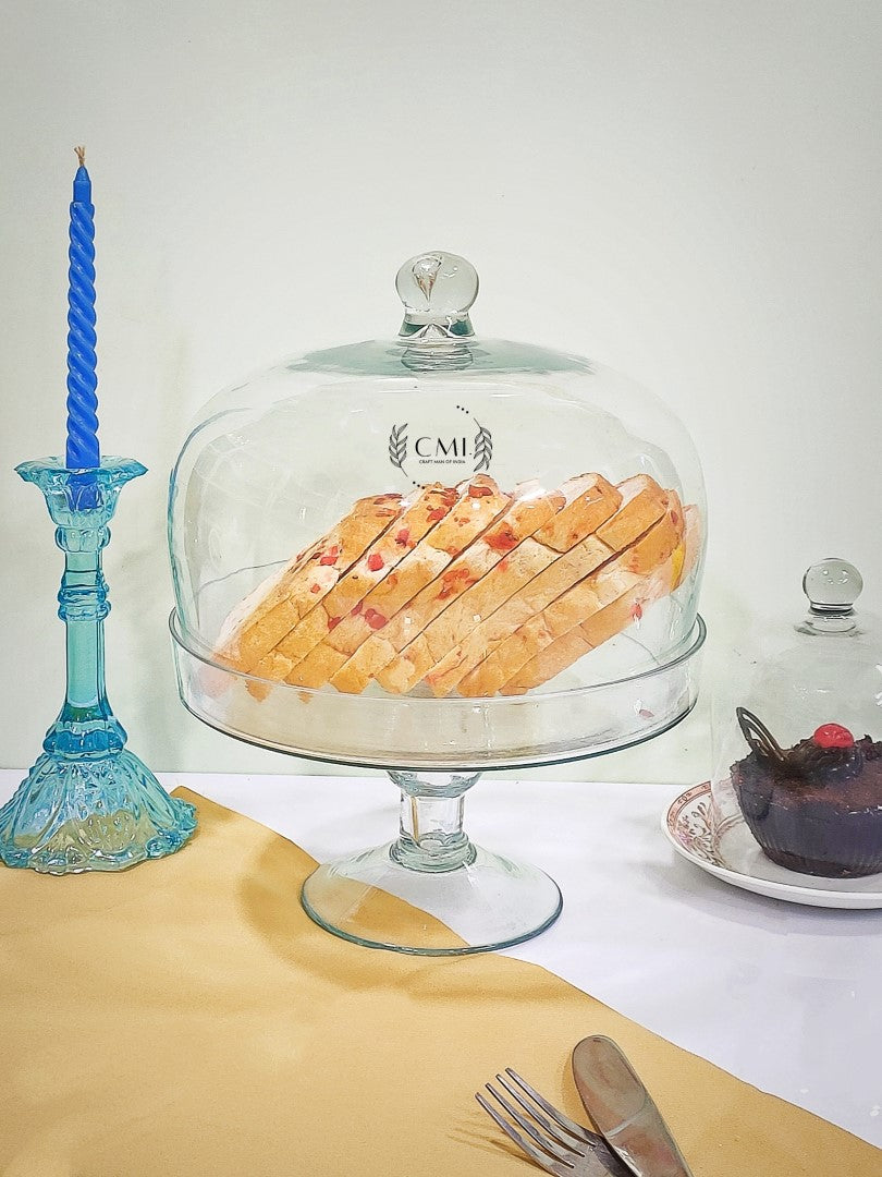 Glass Dome With Pedastal Glass Base 8.5x11.5"