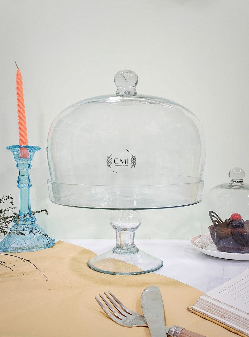 Glass Dome With Pedastal Glass Base 8.5x11.5"