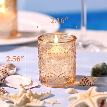 Pack of 24 - Embossed Glass Tealight Candle Votive Candle Holders Bulk