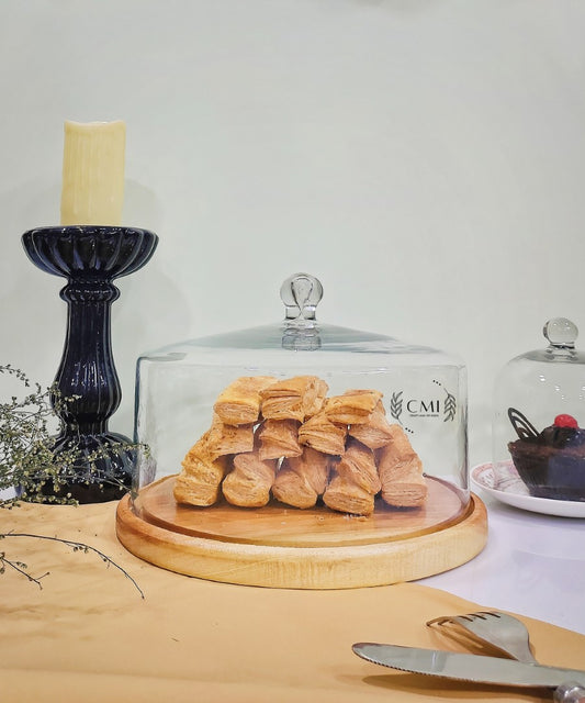 Glass Dome With Glass Wooden Base 9x7" ( Transperent )