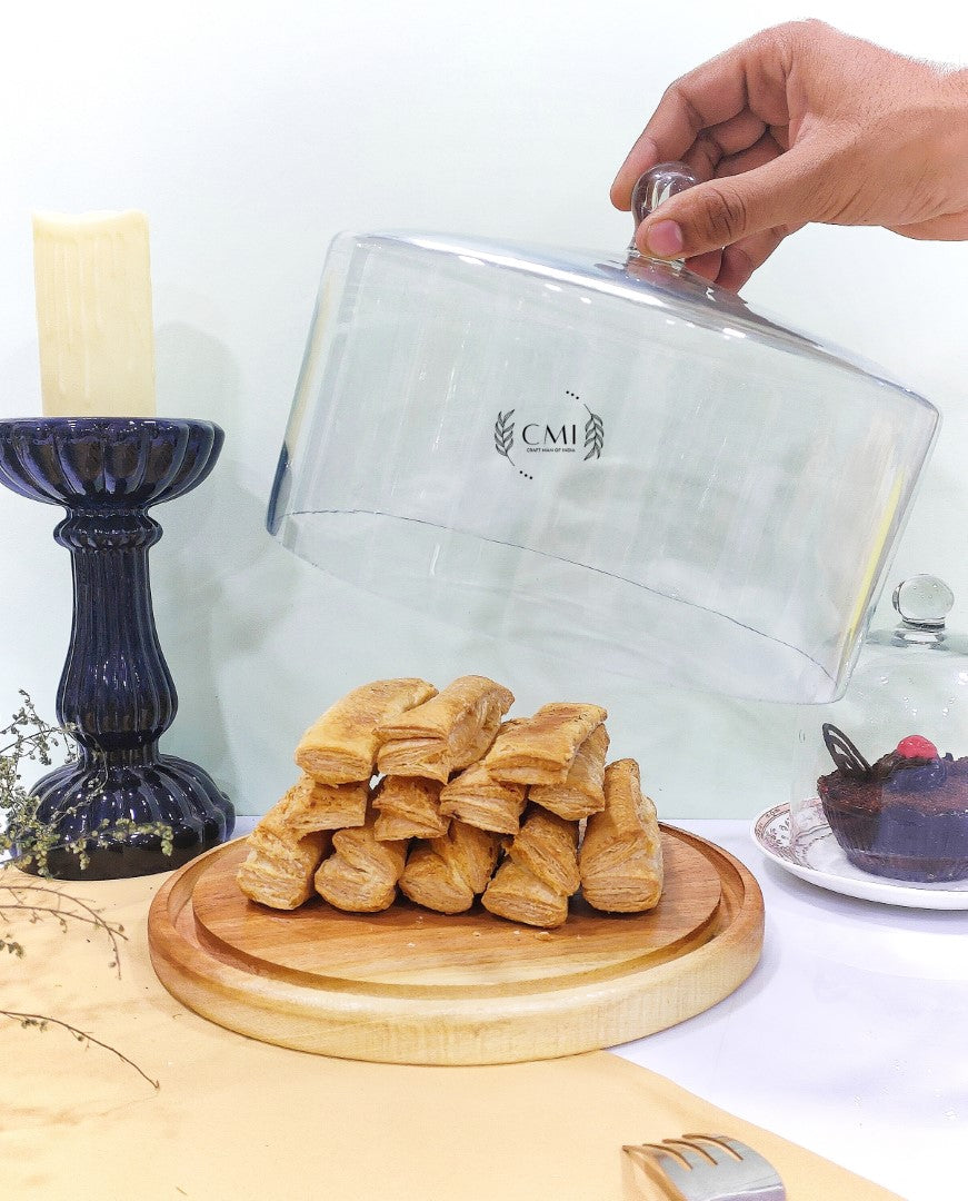 Glass Dome With Glass Wooden Base 9x7" ( Transperent )