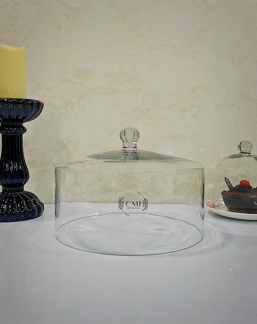 Glass Dome With Glass Wooden Base 9x7" ( Transperent )