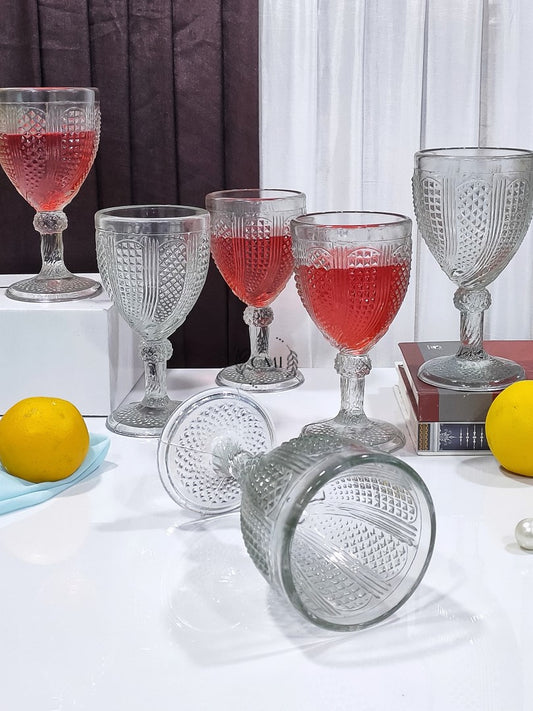 Designer Red Wine Glass Dotted Finish
