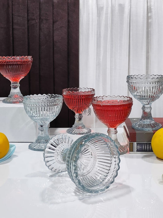 Designer Pedestal Glass Ribbed
