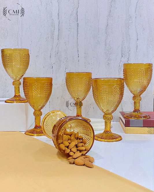 Designer Red Wine Glass Dotted Finish