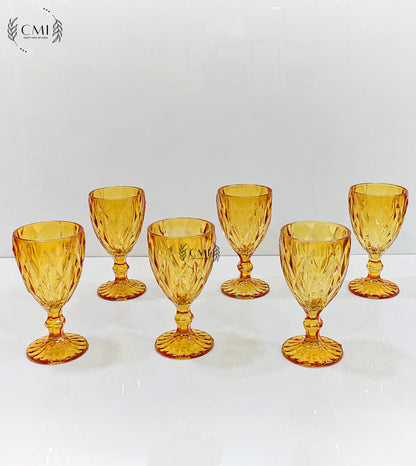 Red Wine Glass Plain Set - Gold