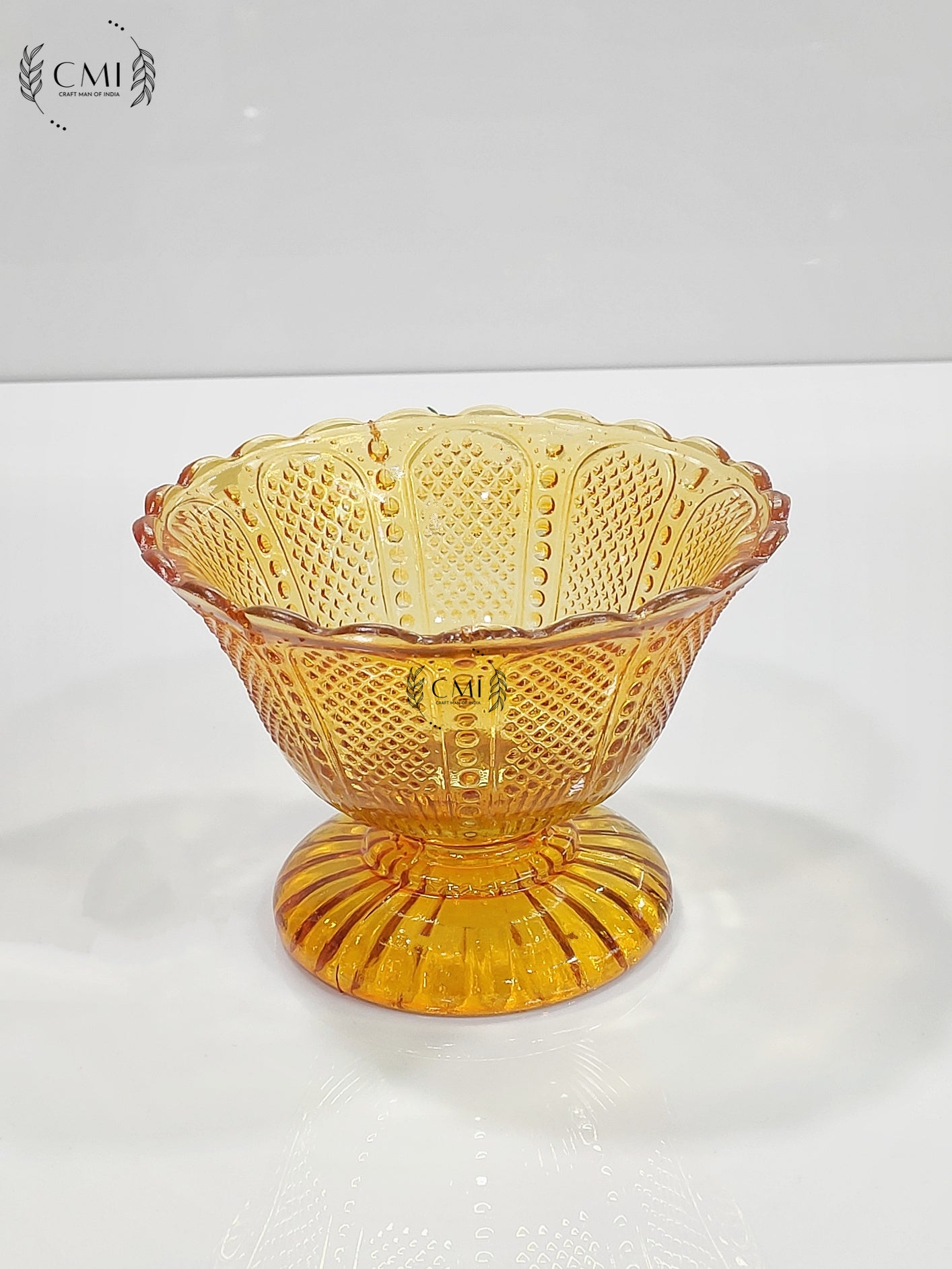 Designer Glass Bowl Plain Set of 2  Gold