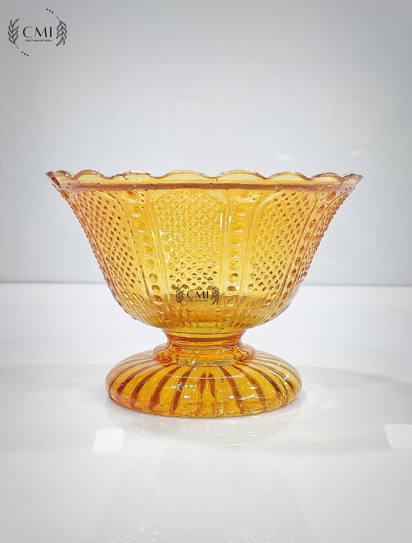 Designer Glass Bowl Plain Set of 2  Gold