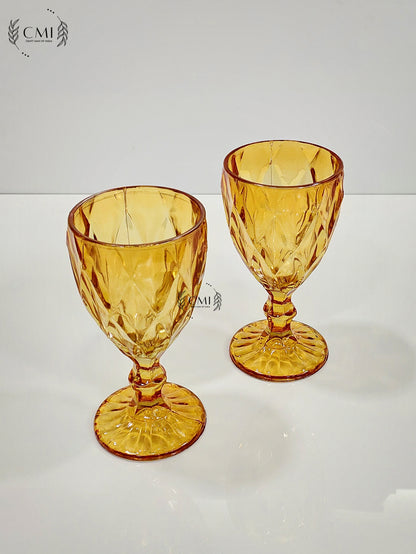 Red Wine Glass Plain Set - Gold