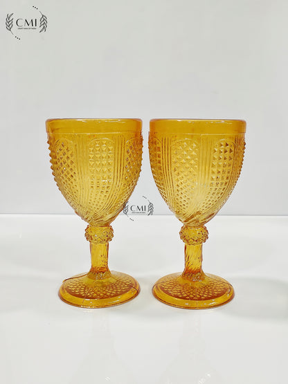 Designer Red Wine Glass Dotted Finish