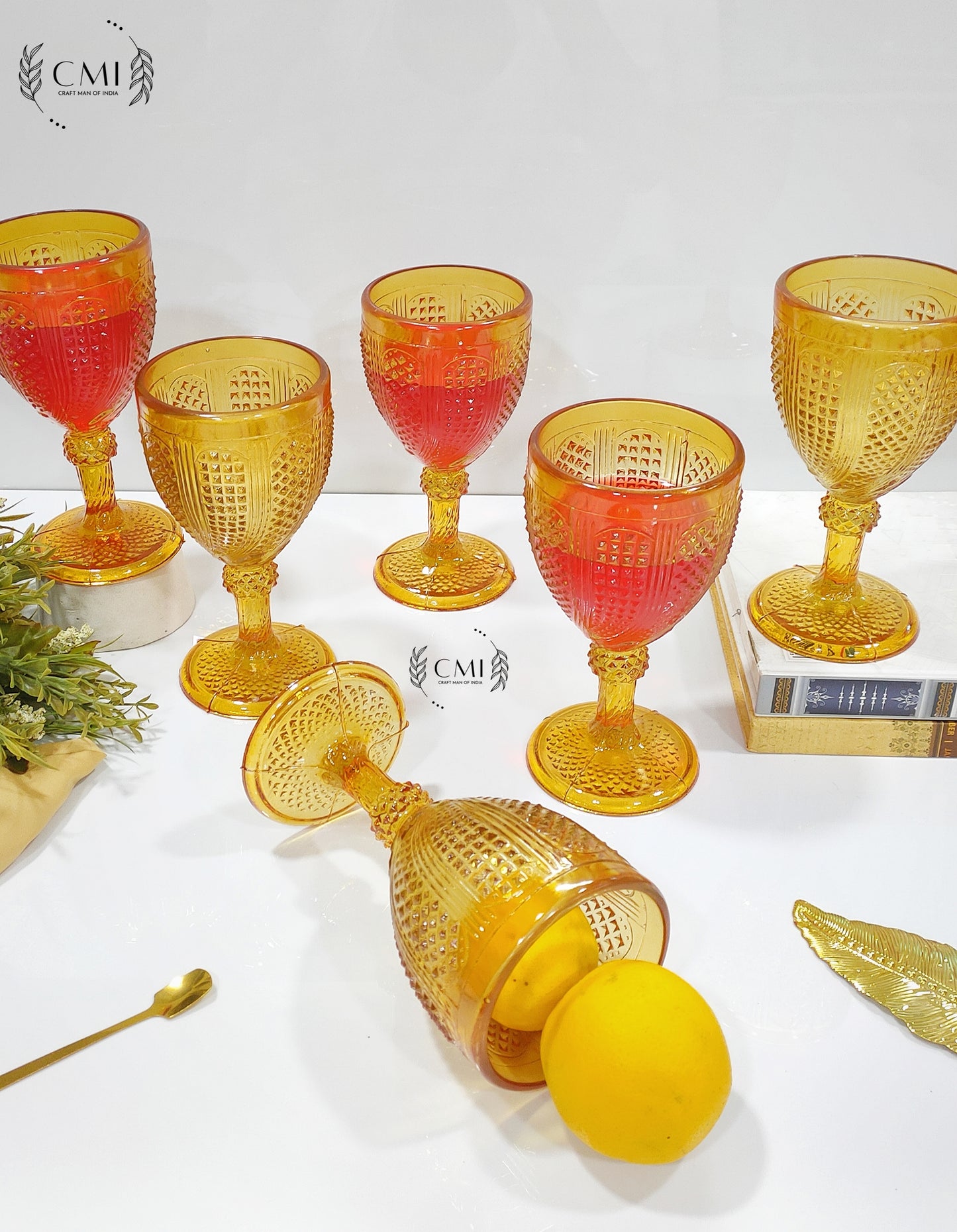 Designer Red Wine Glass Dotted Finish