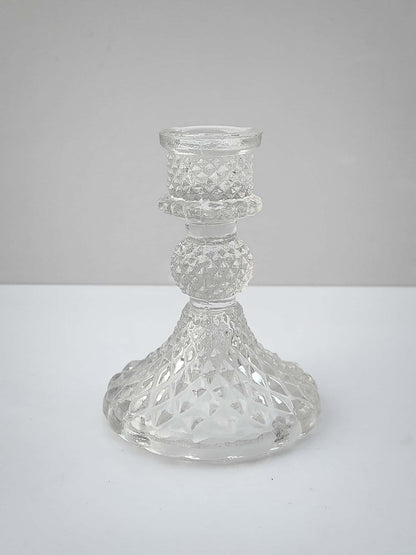 Small Daimond Glass Pillar Candle Holder