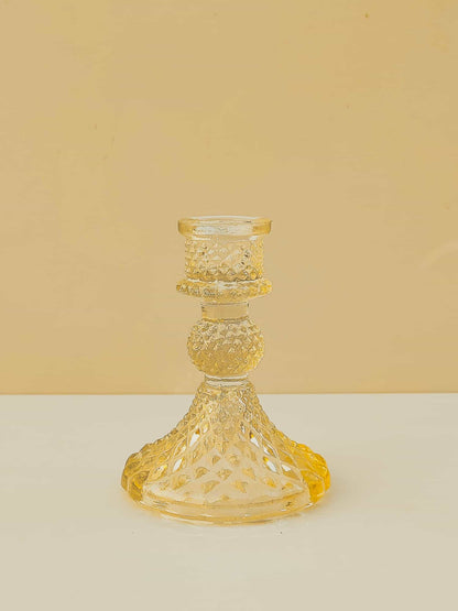 Small Daimond Glass Pillar Candle Holder