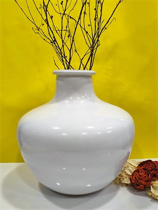 Big Bottel Glass Vase White