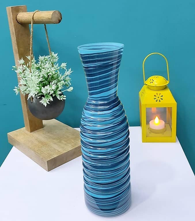 Strip Blue Vase Ring Shape Set of 2