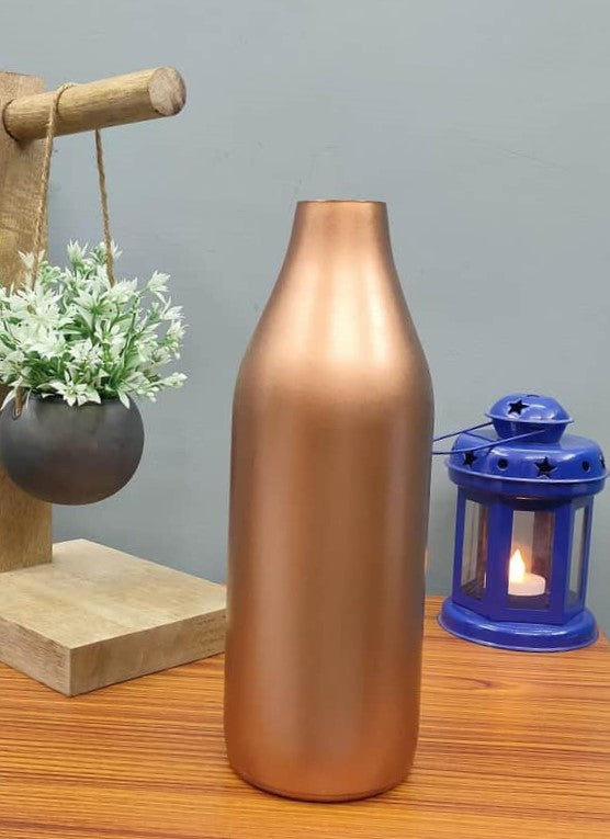 Bottle Glass Vase Set of 2  Copper Finish