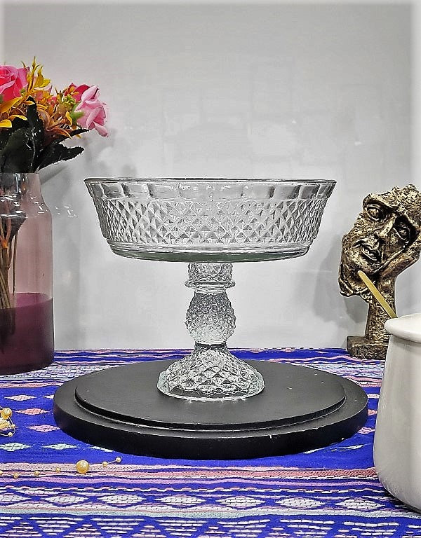 Pedastal Designer Glass Bowl 8 Inch