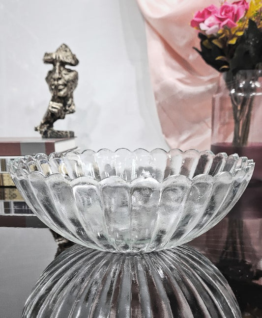 Ribbed Vintage Glass Bowl