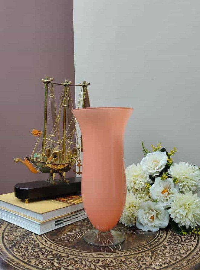 Glass Designer Vase ( Peach, Red )