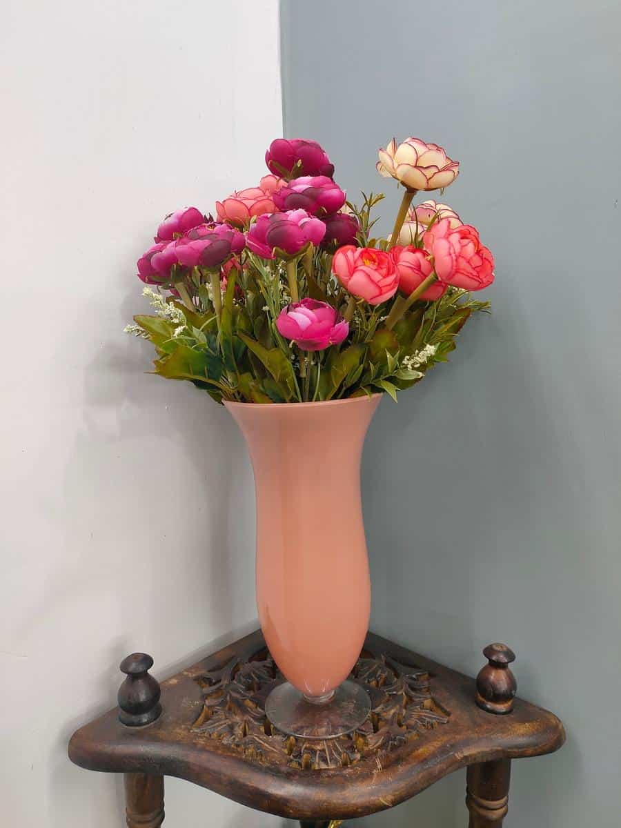 Glass Designer Vase ( Peach, Red )