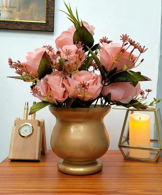 Flute Hurricane Glass Vase Flower Pot Metallic Finish