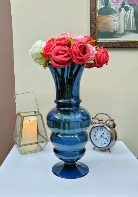 Big Designer Glass Vase Slate Blue