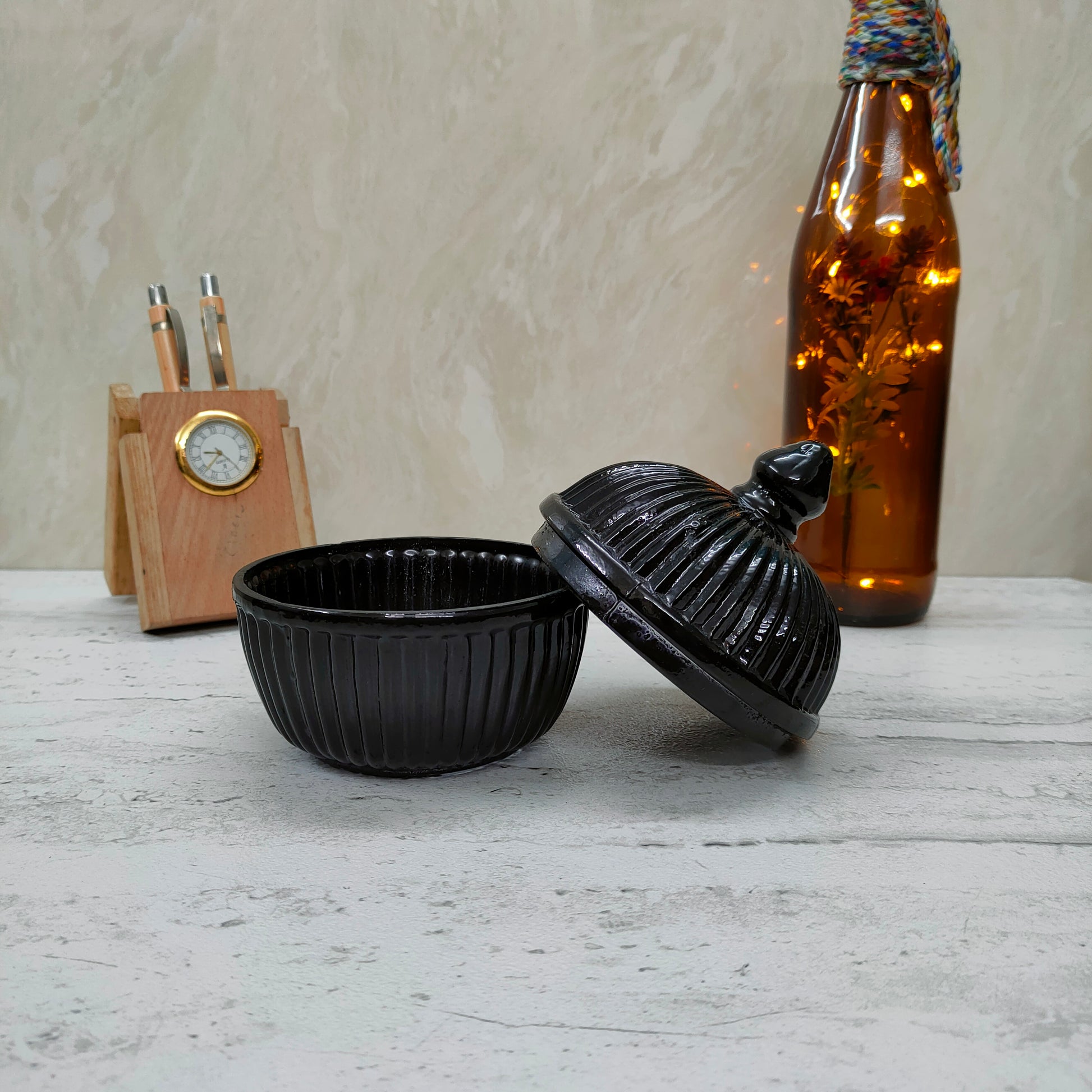 Salai Glass Jar Black - Craft Man of India