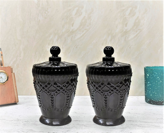 Black Glass Jar Set of 2 - Craft Man of India