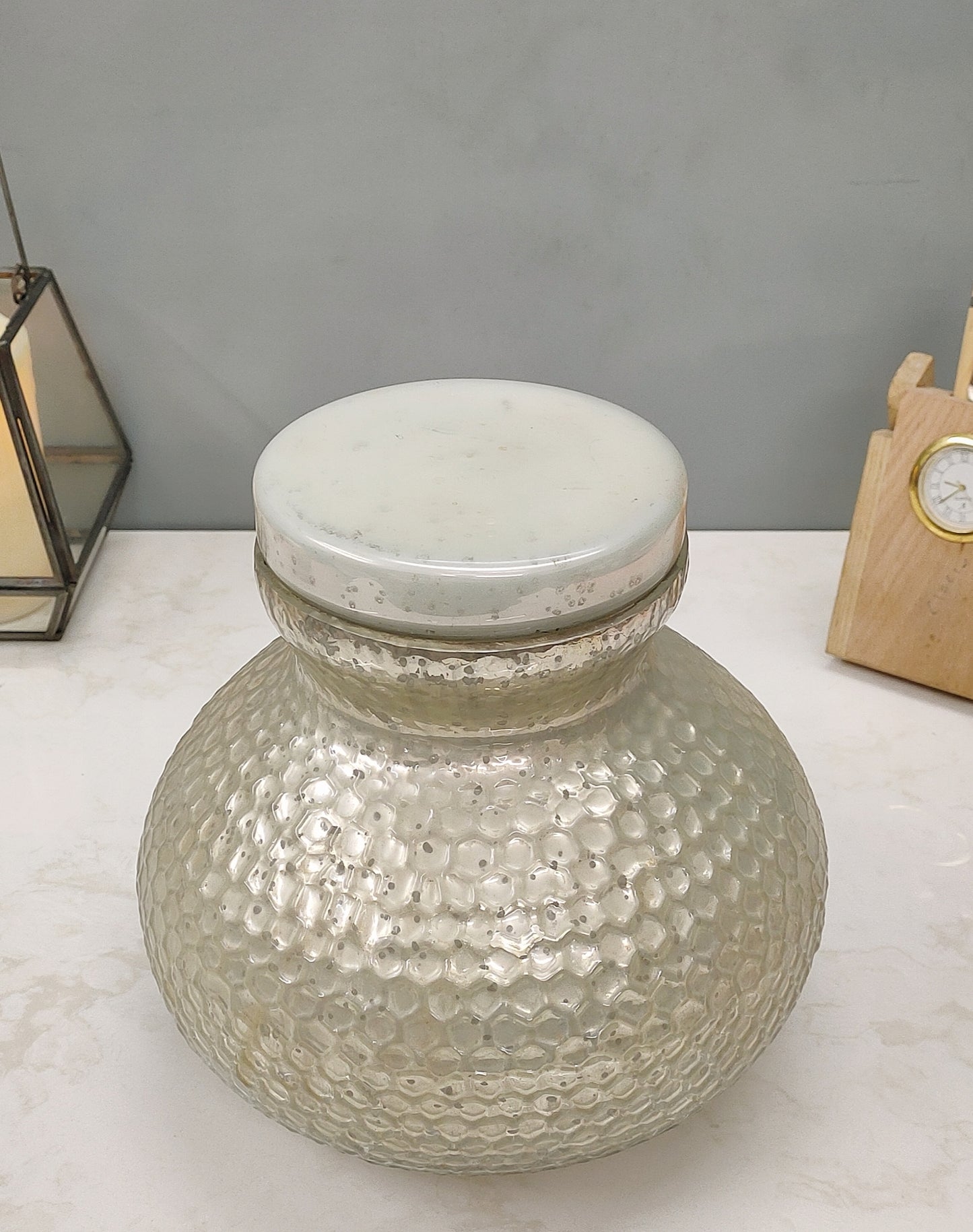 Glass Hexe Finish Jar Silver and Gold - Craft Man of India