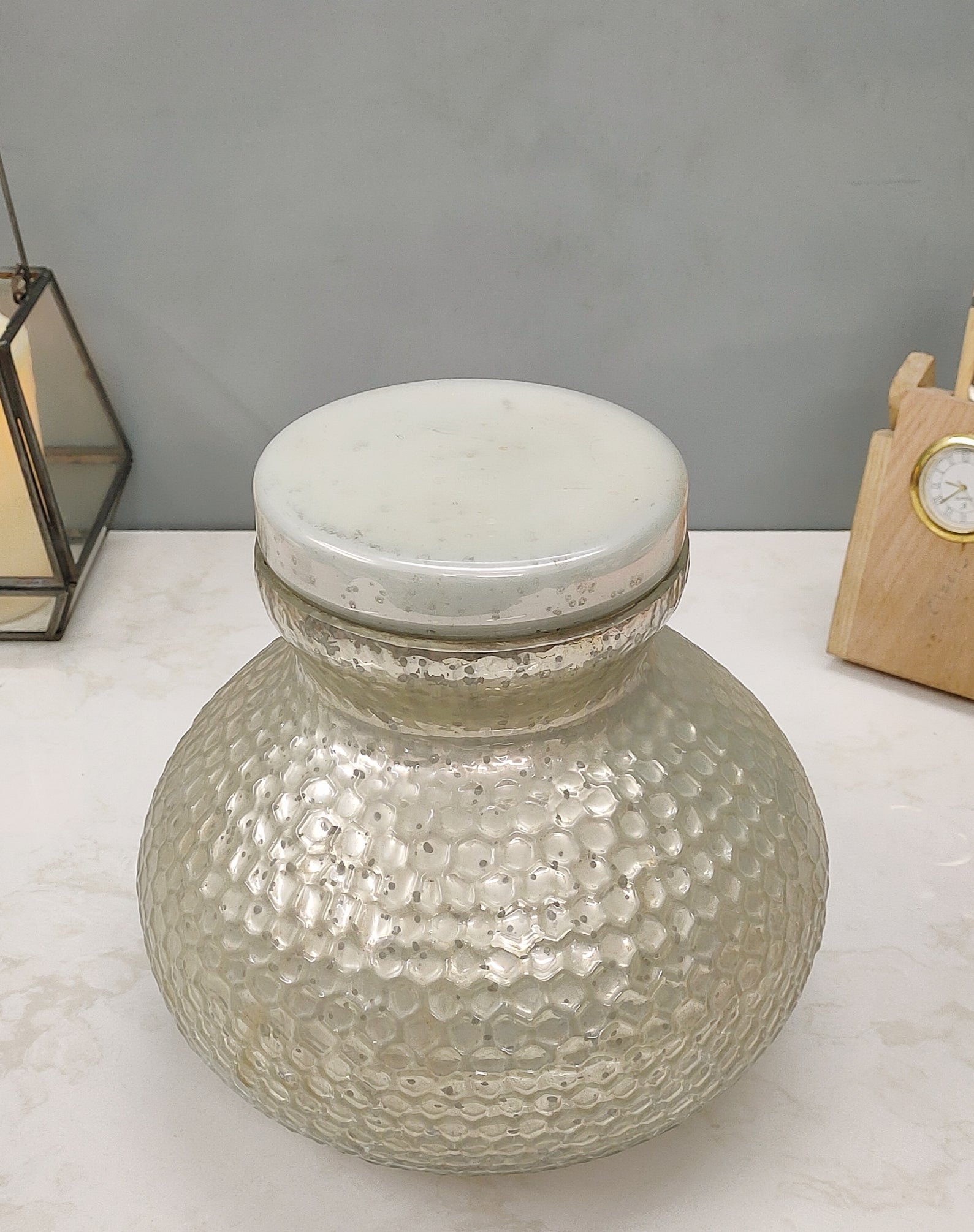 Glass Hexe Finish Jar Silver and Gold - Craft Man of India
