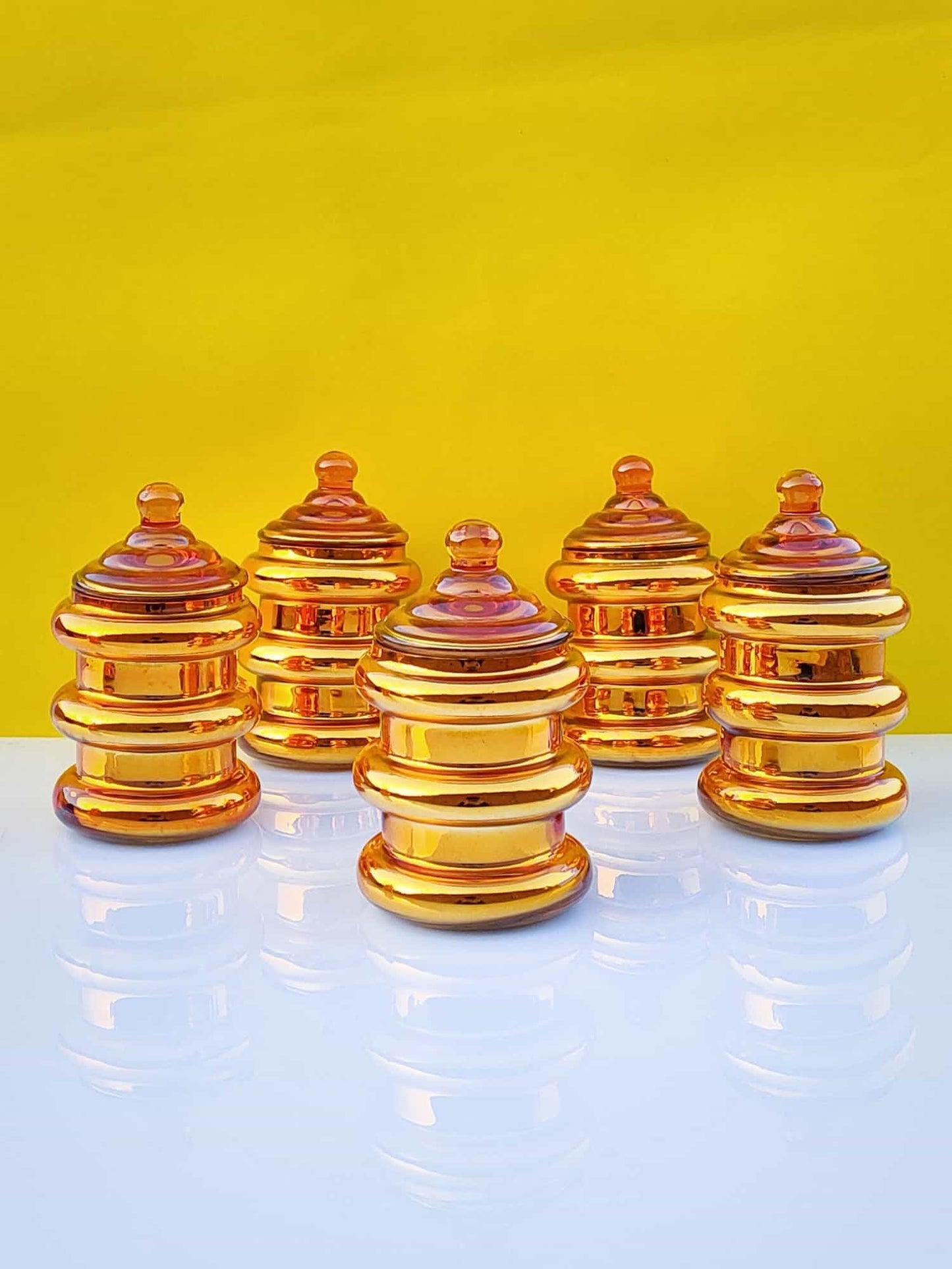 Glass Jar Ringed Set of 5