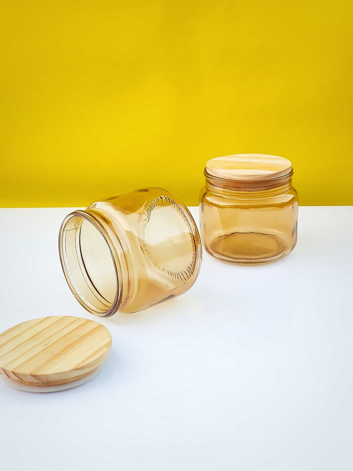 Candle Jar With Lid Set of 2 Luster Finish