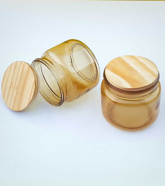 Candle Jar With Lid Set of 2 Luster Finish
