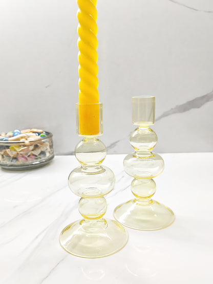 Pillar Candle Holder Stick Yellow Set of 2 - Craft Man of India