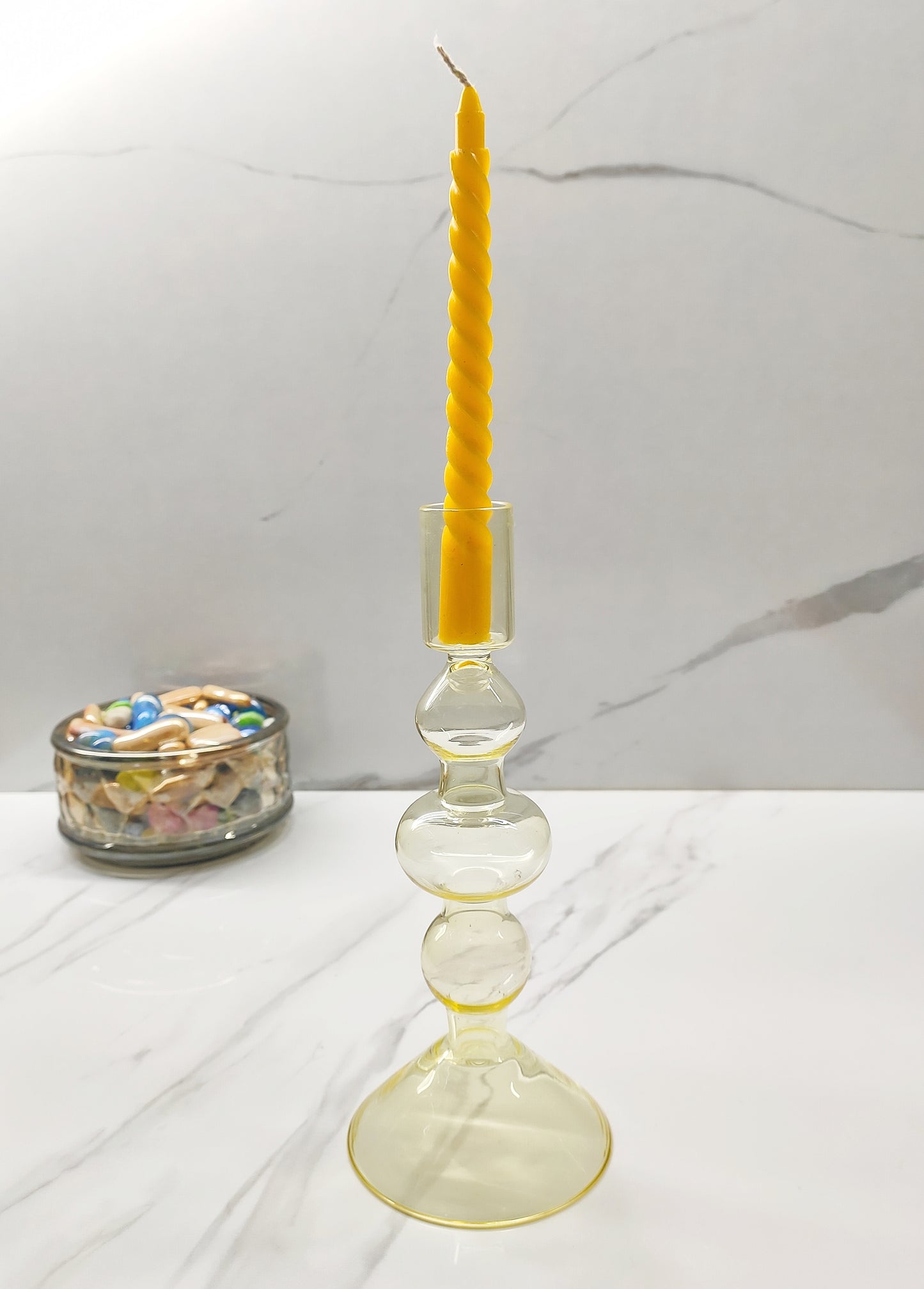 Pillar Candle Holder Stick Yellow Set of 2 - Craft Man of India