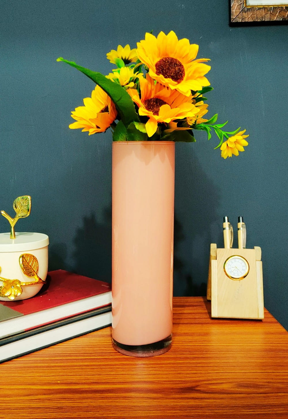 Sandy Brown Cylinder Glass Vases Set of 2