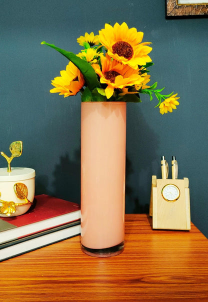 Sandy Brown Cylinder Glass Vases Set of 2