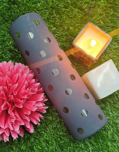 Grey Cylinder Glass Vases Set of 2