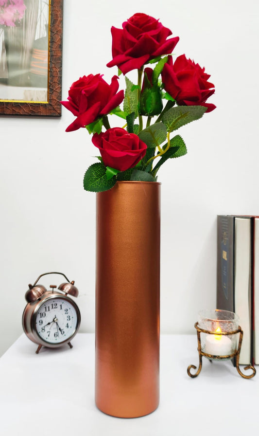 Cylinder Glass Vases Set of 2 Copper