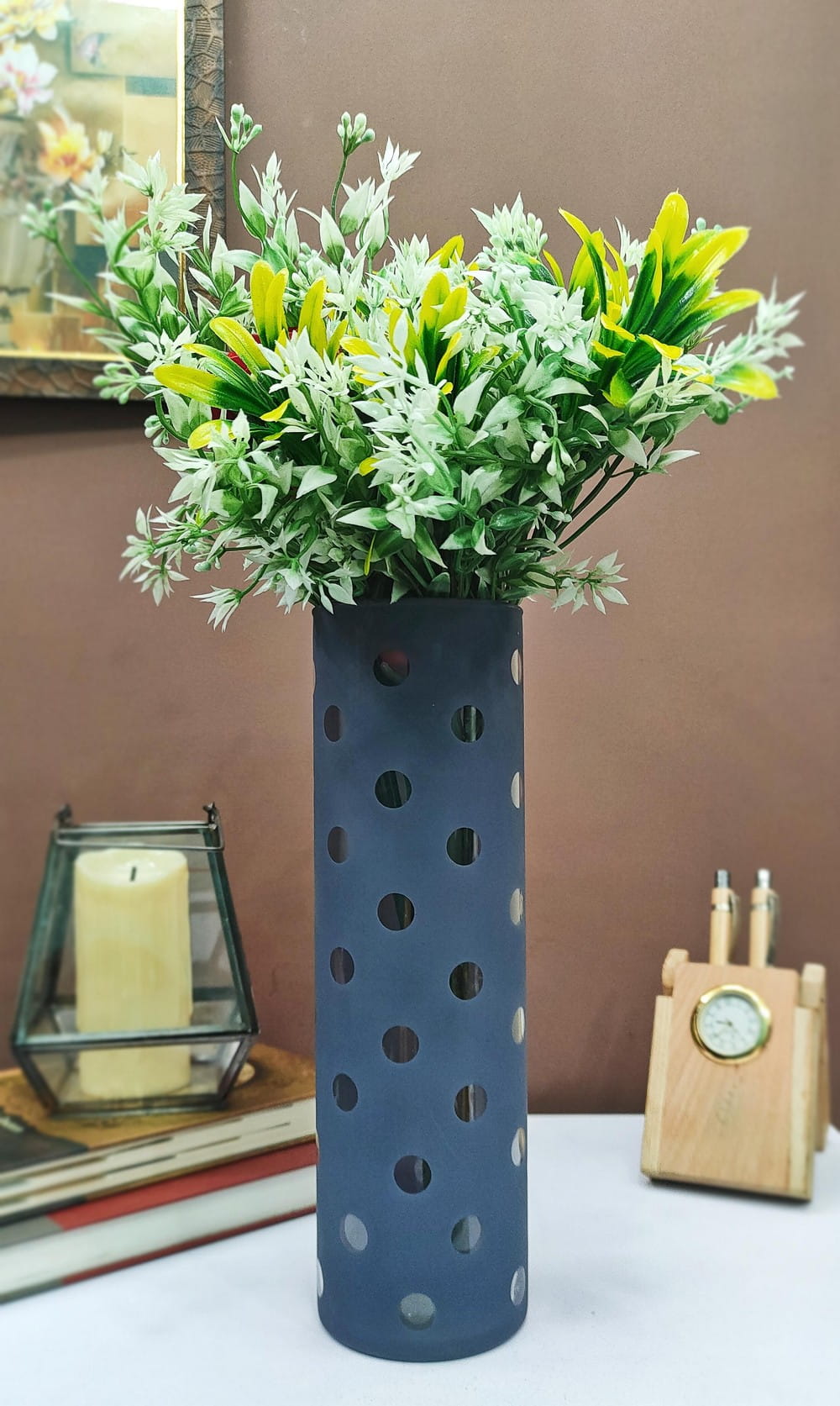 Grey Cylinder Glass Vases Set of 2