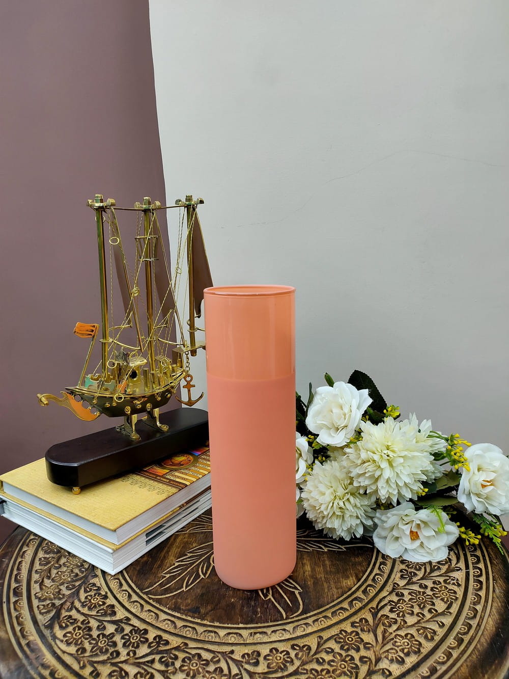 Cylinder Glass Vases Set of 2 (Brown Sandy )