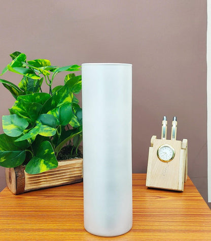 Pearl White Cylinder Glass Vases Set of 2