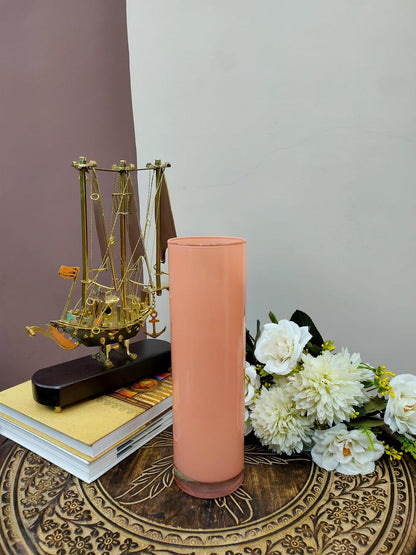 Sandy Brown Cylinder Glass Vases Set of 2