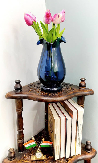 Glass Fenton Vase Shaded Dark Blue