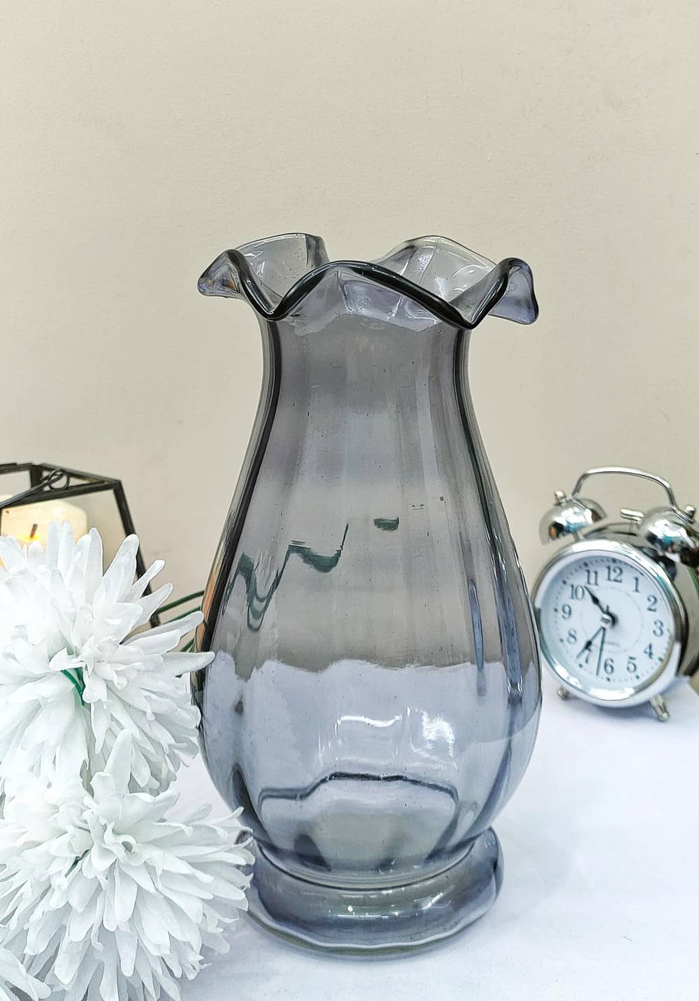 Glass Fenton Vase Smoke Color