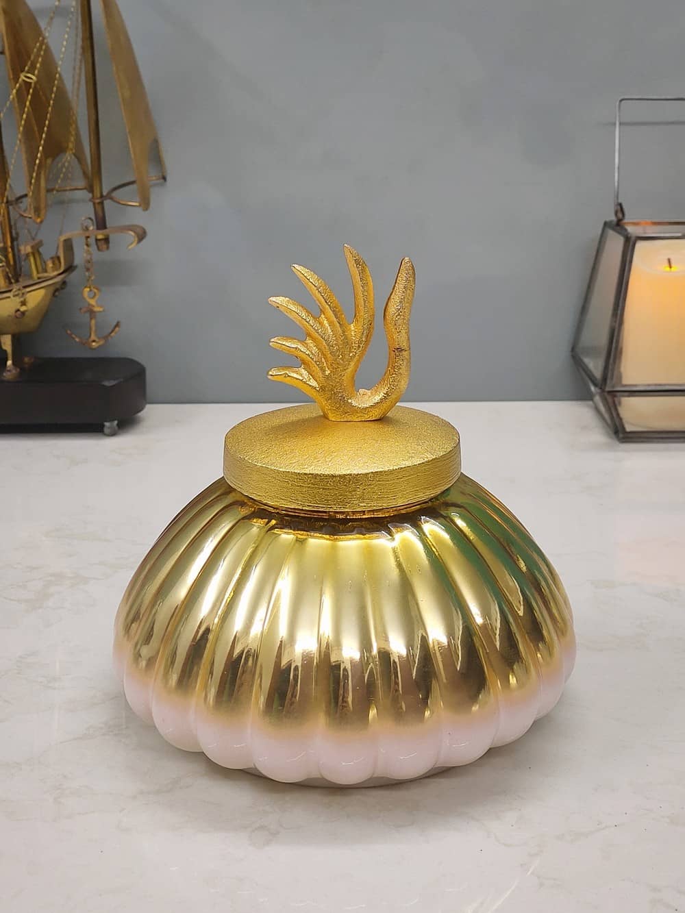 Glass Melon Jar with Hans Metal Lid Set of 2