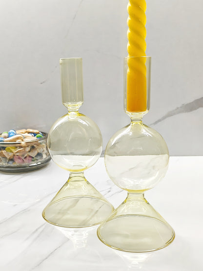 Pillar Candle Holder Stick Yellow Set of 2 - Craft Man of India